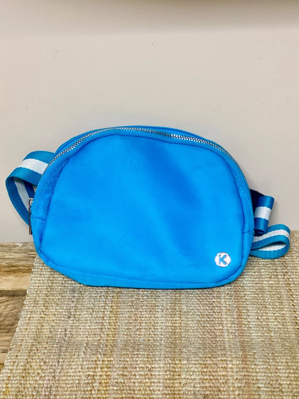Katydid Turquoise Crossbody Pouch with Striped Strap